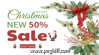 Christmas Sale White And Creative Banner Template Free PNG Design Free Download