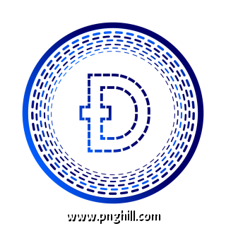 Dogecoin Futuristic Blue Crypto Coin Free PNG Download
