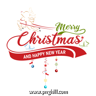 Merry Christmas And Happy New Year Lettering Free PNG Design Free Download