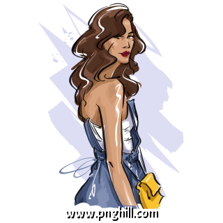Fashion Girl Model Hand Drawn Free PNG Download