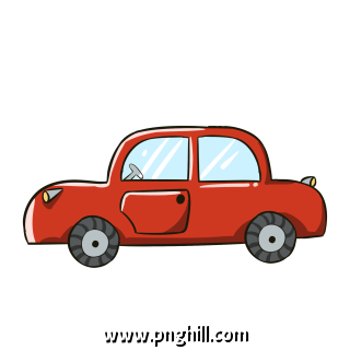 Hand Painted Cartoon Red Car Free PNG