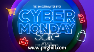 Neon Effect Cyber Monday Webpage Banner Template Design Free Download
