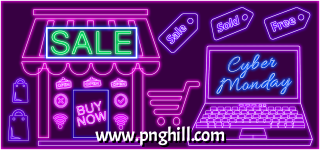 Cyber Monday Sale Neon Background Design Free Download