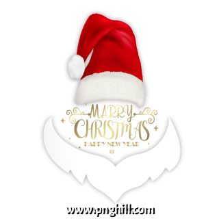Red With Christmas Hat Merry Christmas Title Typography Free PNG Design Free Download