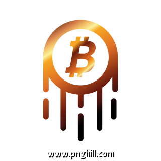 Golden Melting Bitcoin Symbol Free PNG Download