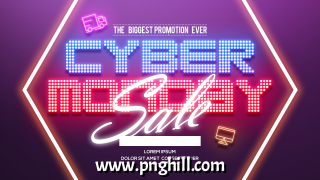 Simple Neon Glow Effect Cyber Monday Web Banner Template Design Free Download