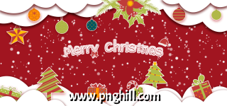  Paper Cut Cartoon Merry Christmas On Red Background Free PNG Design Free Download