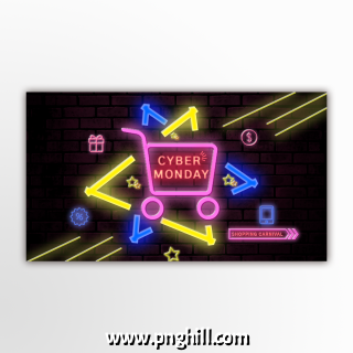 Neon Style Cyber Monday Promotion Poster Template Design Free Download