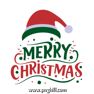    Merry Christmas Lettering Sant Hat Vector Transparent Free PNG Design Free Download
