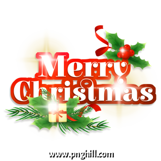 Red Glowing Merry Christmas Texture Font Transparent Background Free PNG Design Free Download