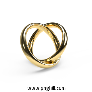 Golden Bright Wedding Rings In The Shape Of A 3d Render Free PNG Download