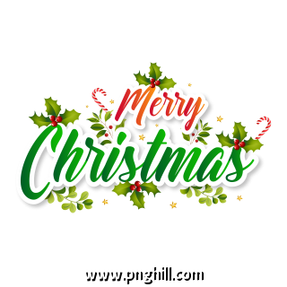 Merry Christmas Typography With Xmas Elements 