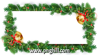 Christmas Green Pine Branch Golden Ball Frame And PNG Design Free Download