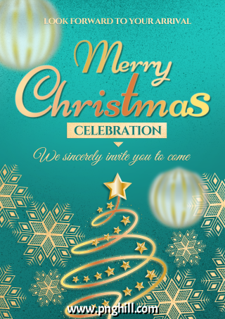 Christmas Party Exquisite Style Aqua Blue Invitation Template Free PNG Design Free Download