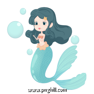Cute Cartoon Mermaid Free PNG Download