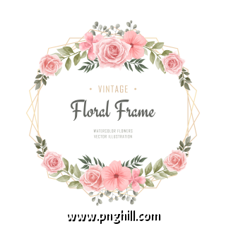Wedding Watercolor Floral Flower Frame 