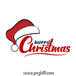  Merry Christmas Santa Claus Hat Text Typography Free PNG Design Free Download