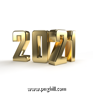 New Year 2021 Golden Steel Number Isolated On Transparent Background 3d Illustration 