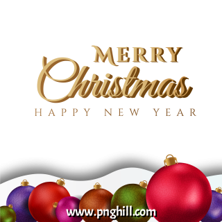 Merry Christmas With Decorative 3d Balls Set Free PNG Design Free Download