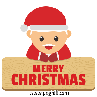 Santa Hold Board Text Merry Christmas Vector Free PNG Design Free Download