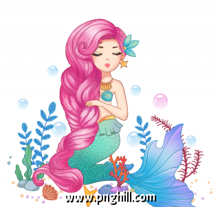 Hand Drawn Cartoon Underwater Mermaid Free PNG Download