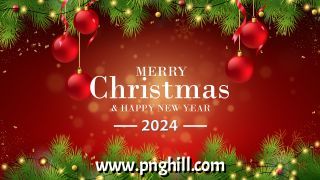 Merry Christmas Happy New Year 2024 Template Free PNG Design Free Download