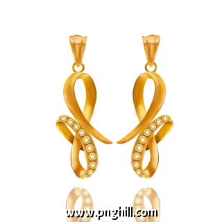 Hand Painted Gold Earrings Jewelry Free PNG Download