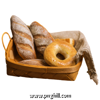 A Basket Of Bread Doughnuts Free PNG Download