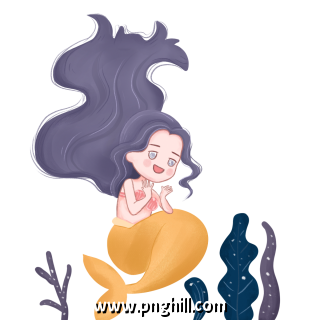 Hand Drawn Cartoon Mermaid Swimming Free PNG Download
