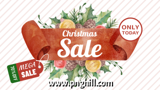 Christmas Sale Stripes And Watercolor Banner Template Free PNG Design Free Download