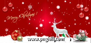 Merry Christmas With Reindeer On Red Background Free PNG Design Free Download