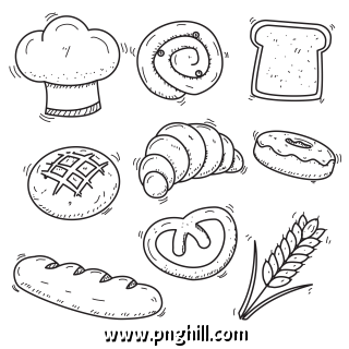 Hand Drawn Style Of Bread Doodle Free PNG Download