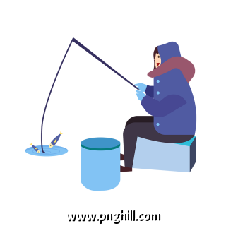 Ice Fishing Sport Flat Style Free PNG Download