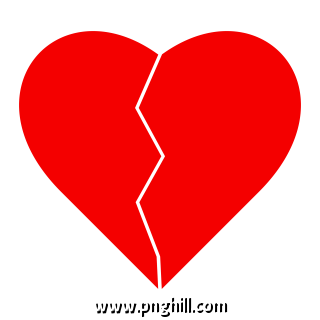 Red Broken Heart Design Free PNG Download