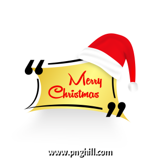 Merry Christmas Typography Red With Hat Vector Free PNG Design Free Download