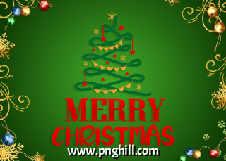 Merry Christmas Decoration Gradient Green Background Free PNG Design Free Download