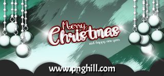  Merry Christmas Background With Green Brush And Shiny Decoration Free PNG Design Free Download