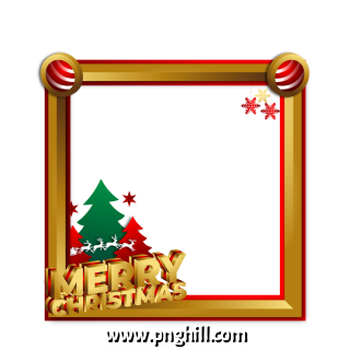 3d Square Frames For Merry Christmas With Decorations And PNG Design Free Download