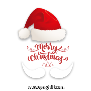  Title Typography Red With Christmas Hat Merry Christmas Vector Free PNG Design Free Download