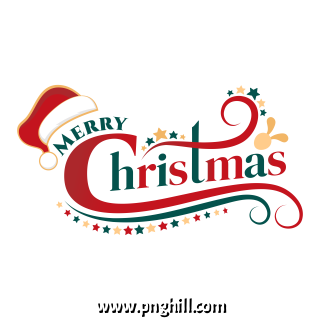 Merry Christmas Creative Red And Green With Santa Claus Hat Free PNG Design Free Download