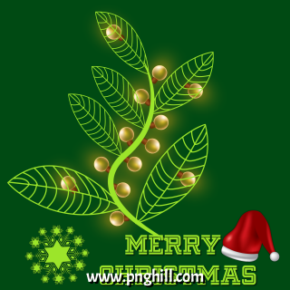  Merry Christmas Light Decorations Green Background Free PNG Design Free Download