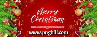 Merry Christmas Social Media Banner Decorations Template Free PNG Design Free Download