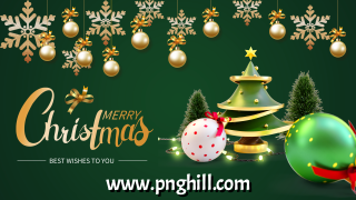 Merry Christmas Green Simple Banner Template Free PNG Design Free Download