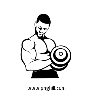 Physical Fitness Sport Gym Logo Bodybuilder With Big Muscles Free PNG Download