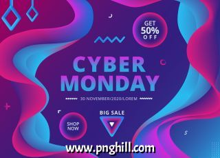 Cyber Monday Sale Banner 3d Flow Shape On Colorful Blue Background Design Free Download