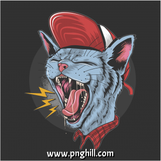 Cat Kitty Scream Over Rock N Roll Punker Artwork Verctor 