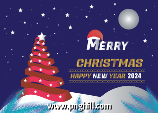   Merry Christmas And Happy New Year Beautiful Night Sky View Background Free PNG Design Free Download