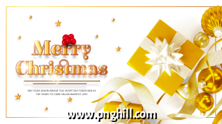 Merry Christmas Golden Banner Template Free PNG Design Free Download