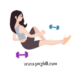  Cartoon Fitness Girl Illustration Free PNG Download
