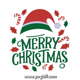  Merry Christmas Lettering Elements Santa Hat Transparent Image Vector Free PNG Design Free Download